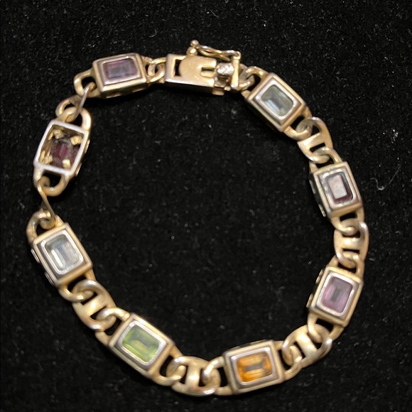 Jewelry - Elegant Gold and Multicolor 925 Sterling Silver Stamp Bracelet